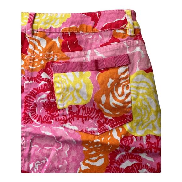 Lilly Pulitzer Winner's Circle bright whimsical rose floral denim skirt size 10 - Picture 3 of 4